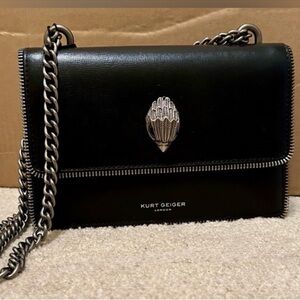 NWT Kurt Geiger Black and Animal Print Crossbody Bag w/Protective Bag